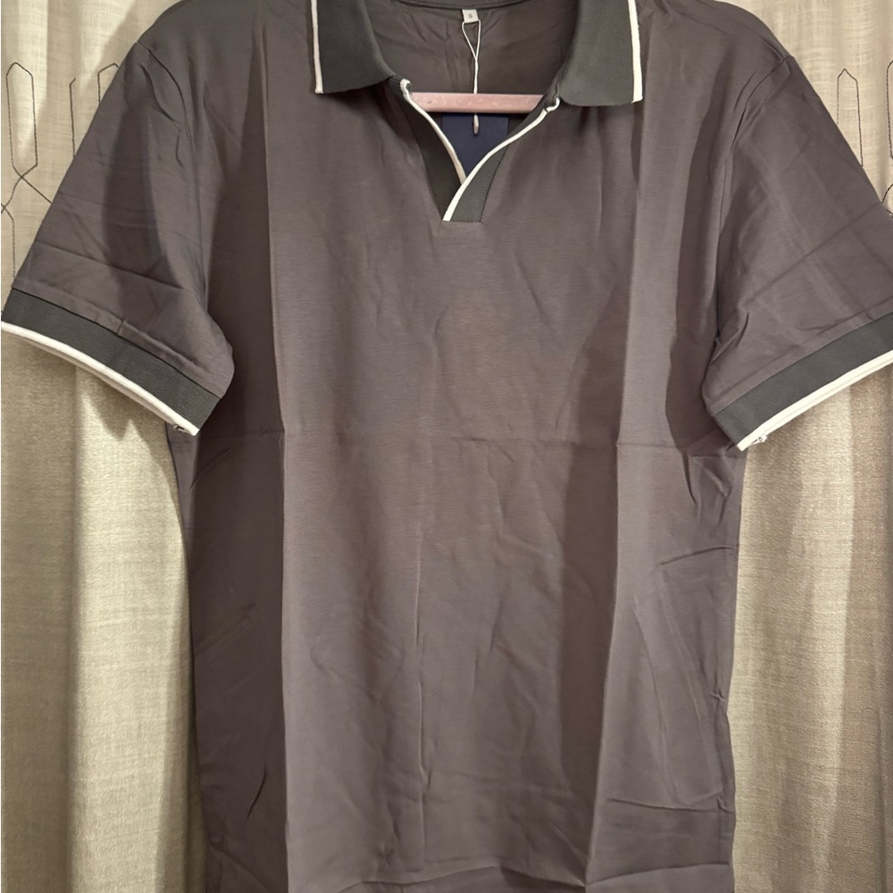 Classic Charcoal With White Trim Polo Shirt